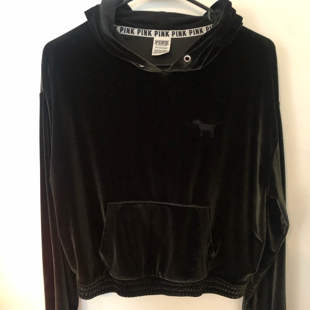 Pink by Victoria’s Secret black velvet hoodie